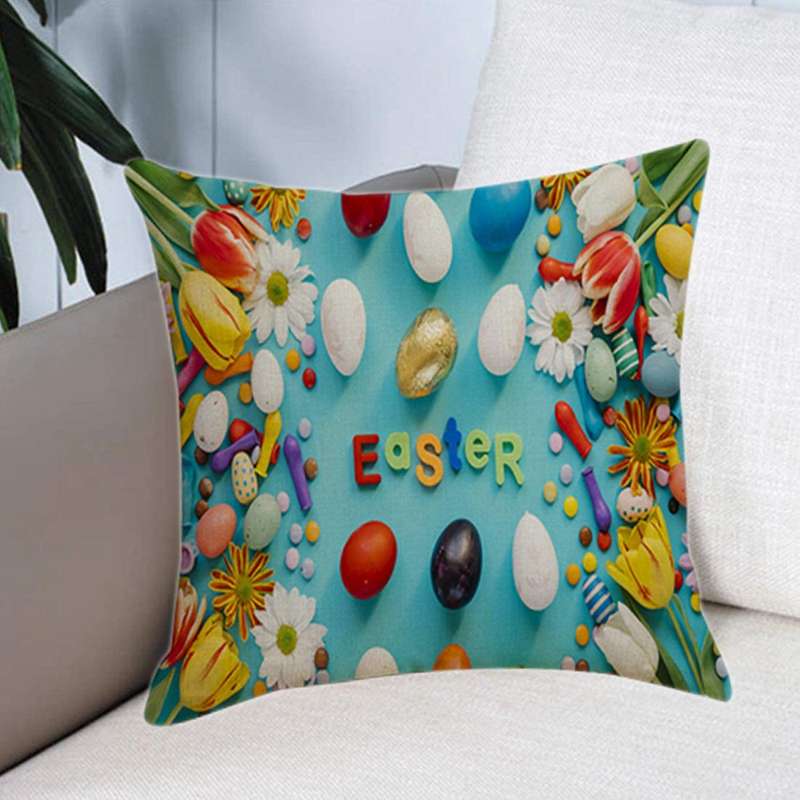 Decorative Cushion Cover Breathable Colorful Easter Pillowcase Auto Home Bed Office Cafe Sofa Pillow