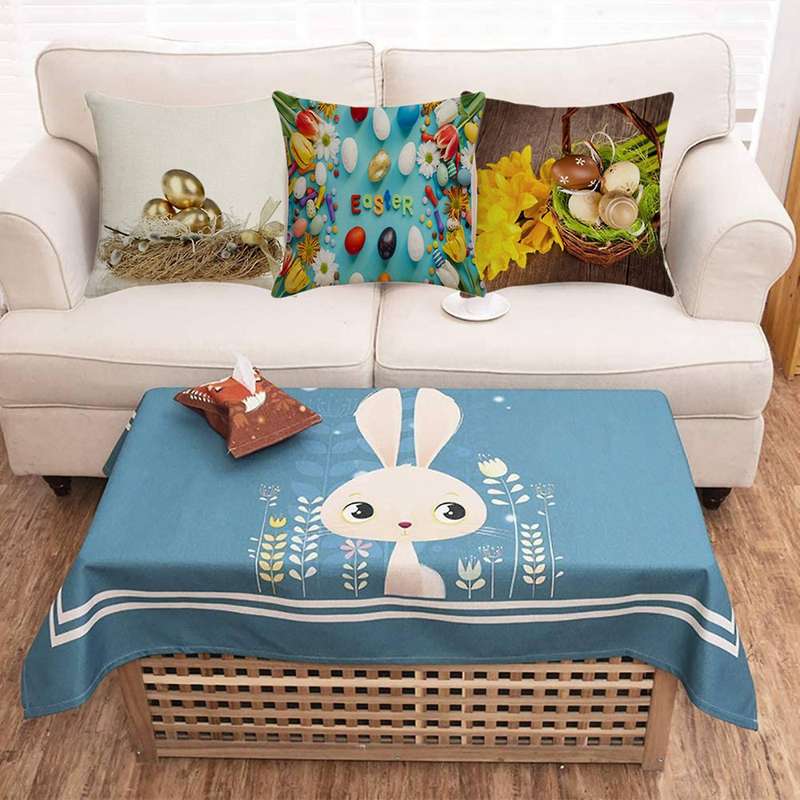 Decorative Cushion Cover Breathable Colorful Easter Pillowcase Auto Home Bed Office Cafe Sofa Pillow
