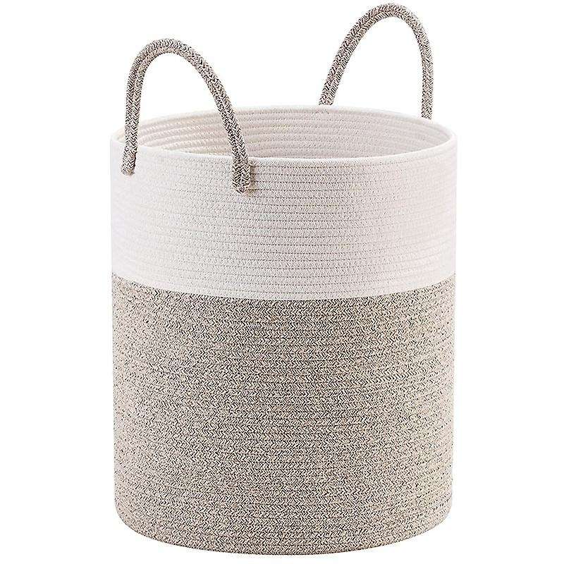 Decorative Woven Cotton Rope Basket, Tall Laundry Basket/hamper, Blanket Basket for Living Room