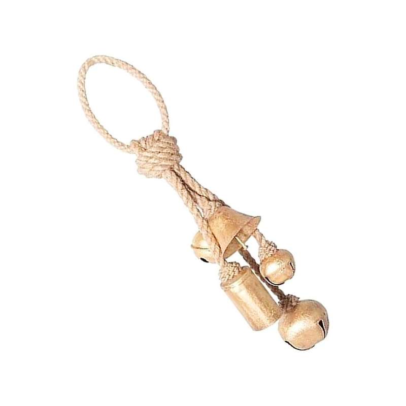 Decorative Metal Bells In Various Shapes On Rope Hanger Wall Hanging, Gold, Christmas