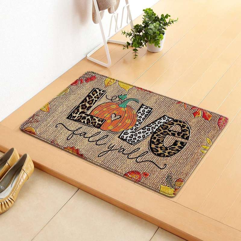Decorative Welcome Doormat Non-Slip Washable Doormat Rubber Back Cushion Thanksgiving Indoor and Out