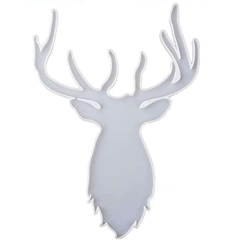 Deer Head Resin Mold Christmas Silicone Epoxy Casting for Wall Hanging Mount Diy Jewelry Art Set