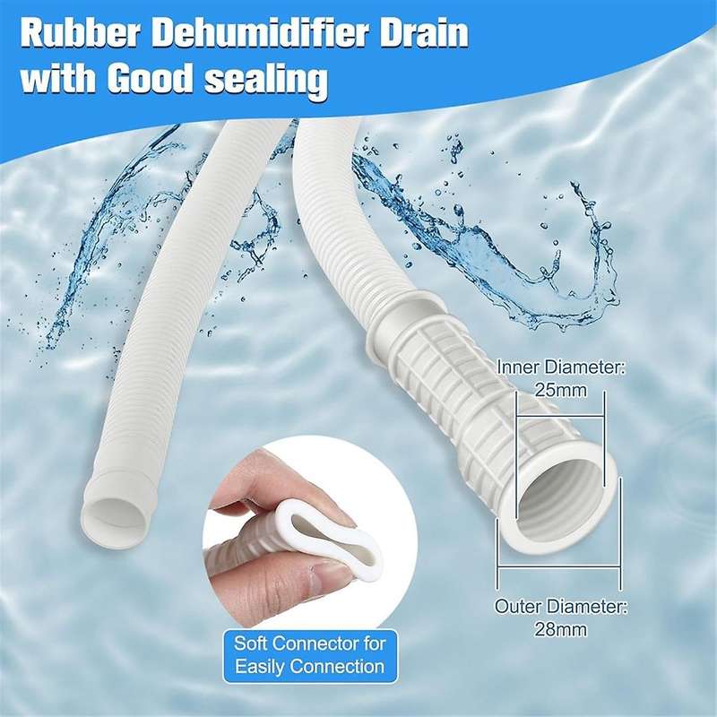 Dehumidifier Drain Hose, 13Ft Flexible Drain Hose with Cuttable Rubber Adapter and Connect Clamp, Ho