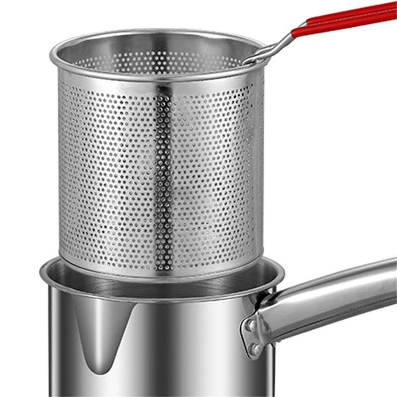 Deep Fryer Pot,Small Fryer Pot,Multipurpose Stainless Steel Baskets, Wear-Resistant Pan,Deep Fryer