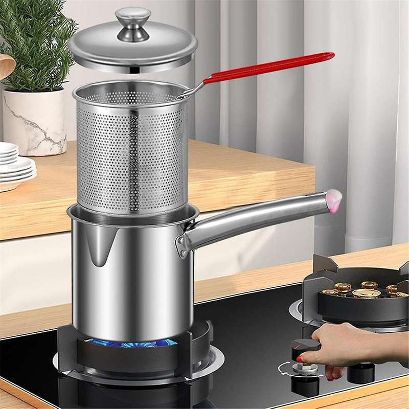 Deep Fryer Pot,Small Fryer Pot,Multipurpose Stainless Steel Baskets, Wear-Resistant Pan,Deep Fryer