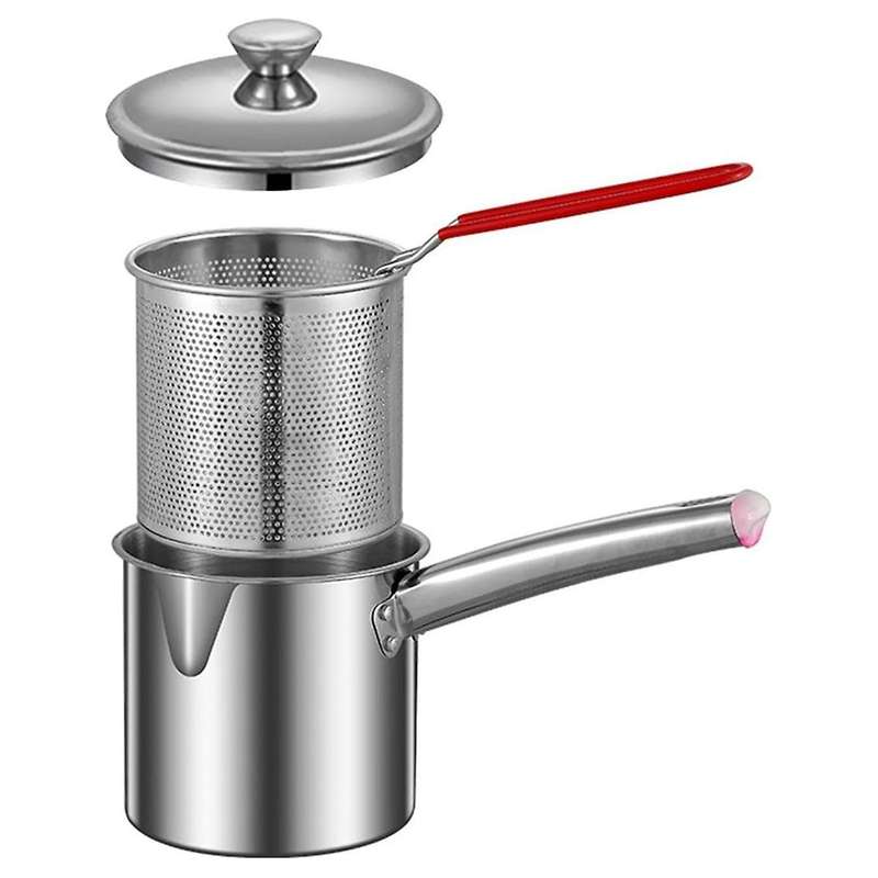 Deep Fryer Pot,Small Fryer Pot,Multipurpose Stainless Steel Baskets, Wear-Resistant Pan,Deep Fryer