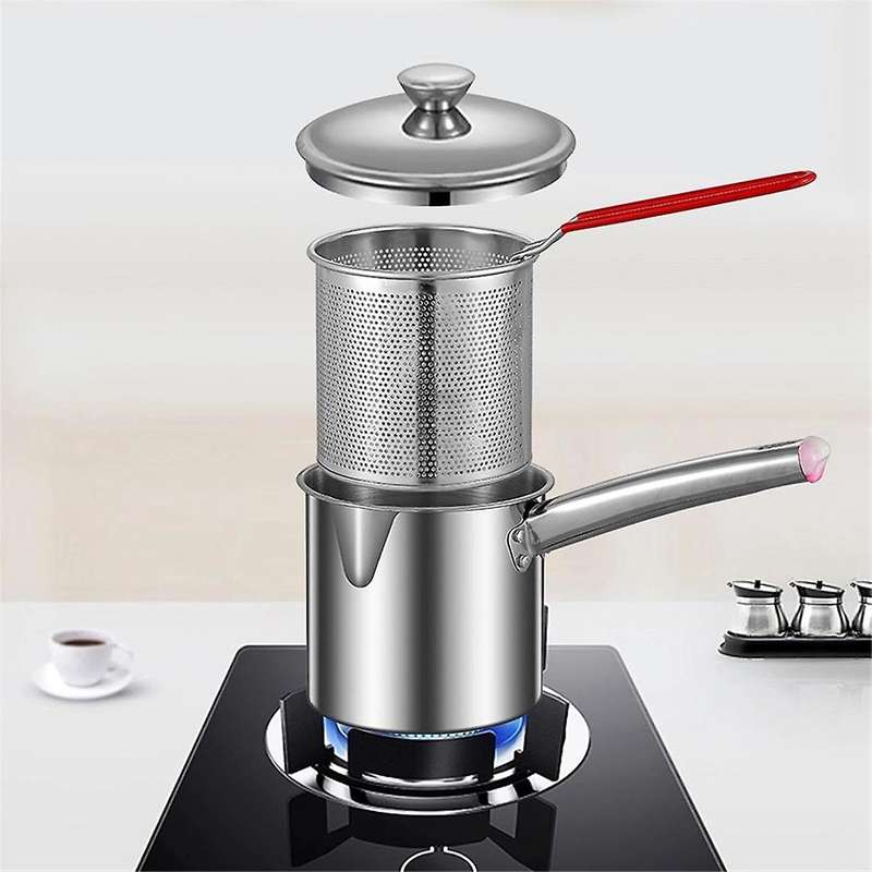 Deep Fryer Pot,Small Fryer Pot,Multipurpose Stainless Steel Baskets, Wear-Resistant Pan,Deep Fryer