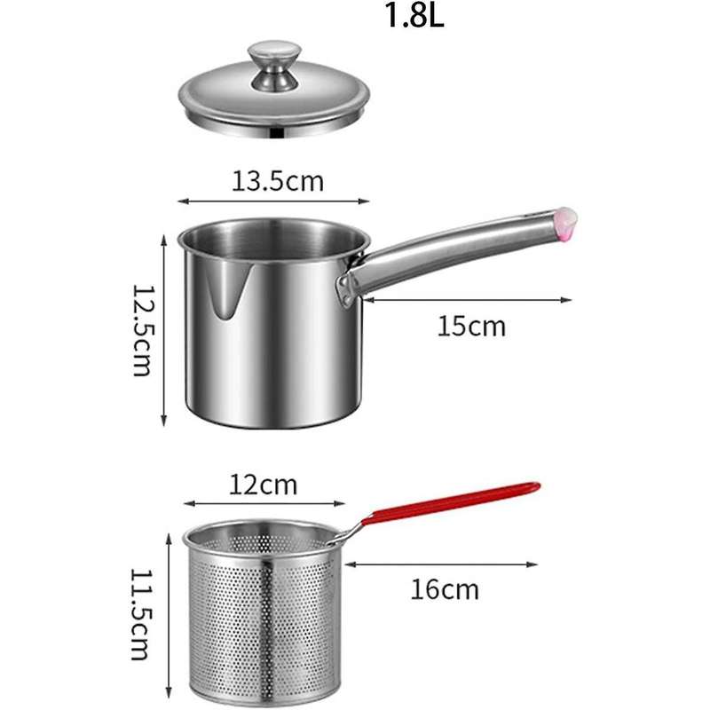 Deep Fryer Pot,Small Fryer Pot,Multipurpose Stainless Steel Baskets, Wear-Resistant Pan,Deep Fryer