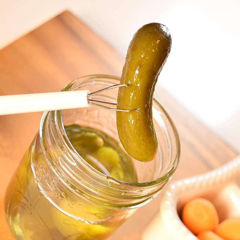 Deluxe Pickle Pincher, Set of 2,Pickle Picker Stainless Steel and Plastic- Olive Pepper Grabber