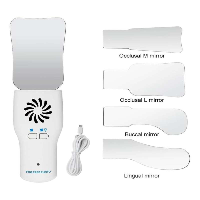 Dental Anti-Fog Mirrors Set Fog Free Intraoral Photography Stainless Steel Mirror with LED Light Ort