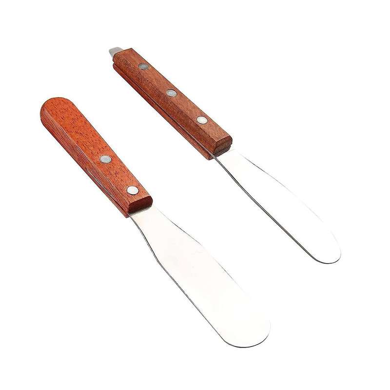Dental Lab 8Inch Spatula Stainless Steel Plaster Alignate Mixing Wax End Instrument with Wooden Hand