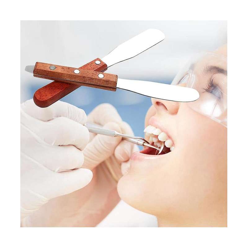 Dental Lab 8Inch Spatula Stainless Steel Plaster Alignate Mixing Wax End Instrument with Wooden Hand