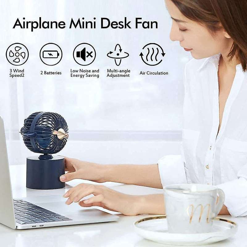 Desk Fan, USB Fan Rechargeable, Automatic Rotating Table Fan, Mini Cooling Fan Desk Fan Allow Multi-