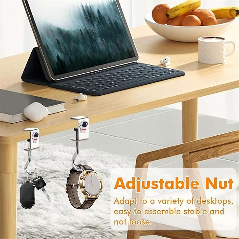 Desk Bag Hook,2 Pcs Nail Free Storage Hook, Space Organizer Headset Stand, Under Desk Hook Mount, S