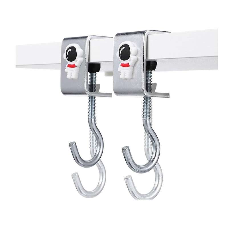 Desk Bag Hook,2 Pcs Nail Free Storage Hook, Space Organizer Headset Stand, Under Desk Hook Mount, S