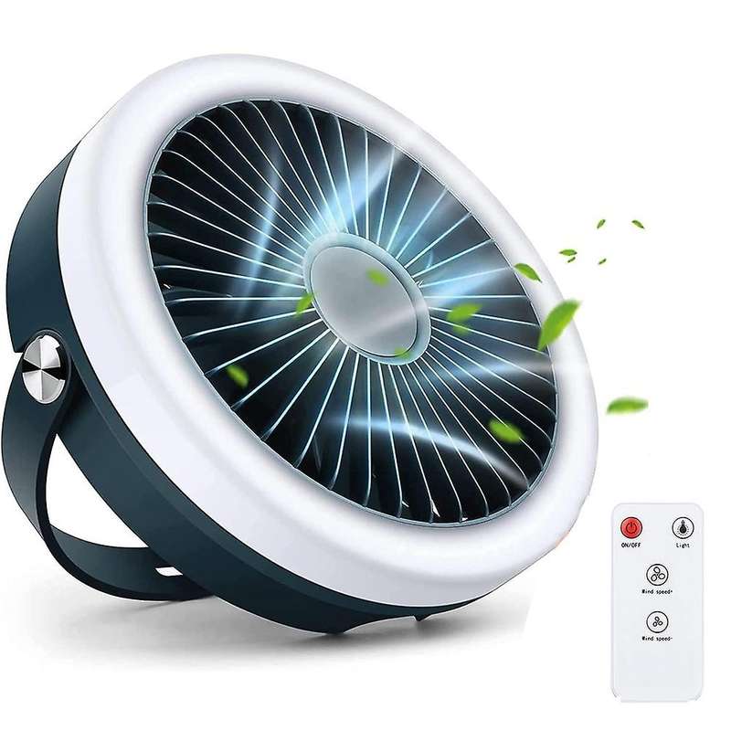 Desk Fan, USB Rechargeable Portable Fan, Camping Fan with Adjustable Ring LED Lights for Bedroom, Ho