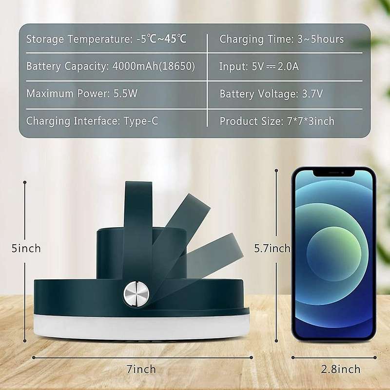 Desk Fan, USB Rechargeable Portable Fan, Camping Fan with Adjustable Ring LED Lights for Bedroom, Ho