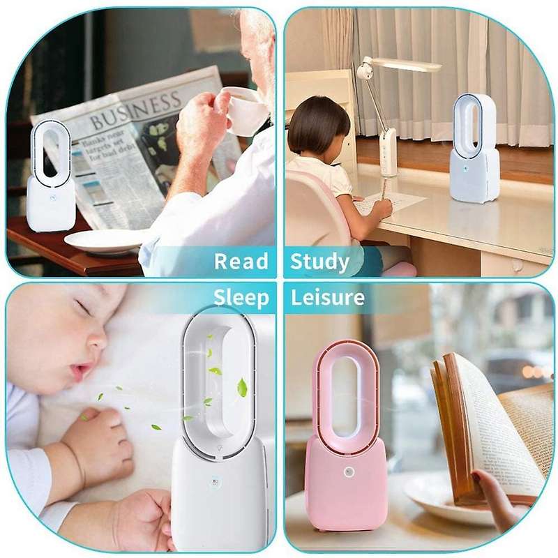 Desk Fan, Bladeless Fan Air Multiplier Cooler Fan, with Press Control 5-Colors Decorative LED Light