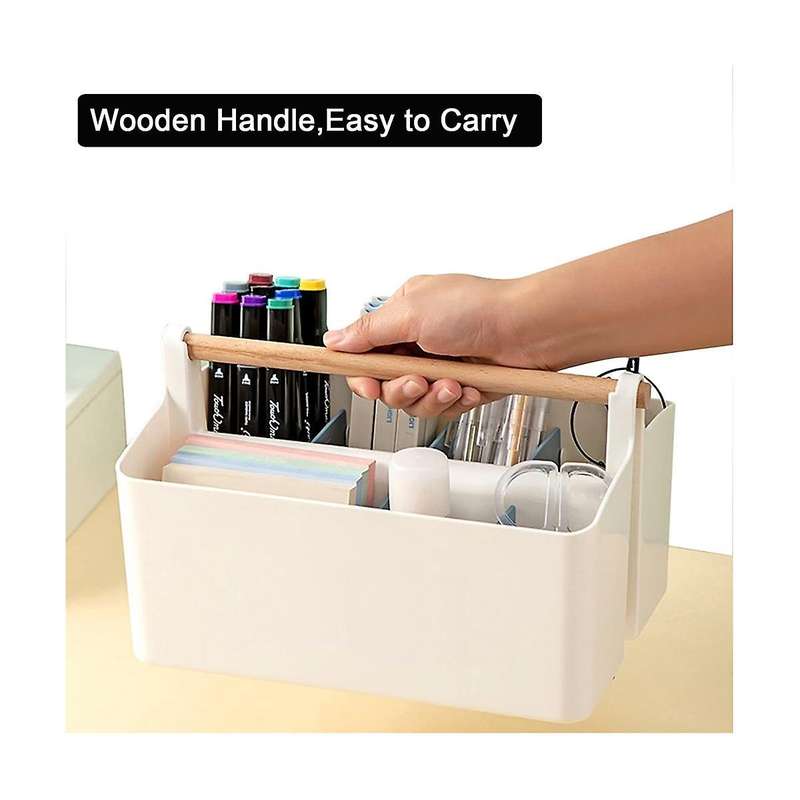 Desk Organizer Multi-functional Carry Divided Office Storage Tote Plastic Pencil Pen Holder Stationa