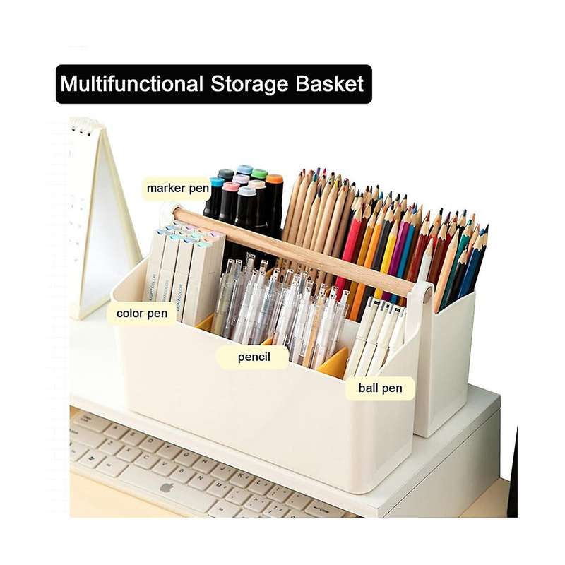 Desk Organizer Multi-functional Carry Divided Office Storage Tote Plastic Pencil Pen Holder Stationa