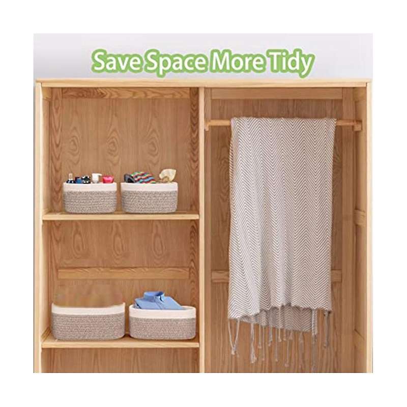 Desktop Cotton Rope Woven Storage Basket 4-piece Set Square Storage Basket Toy Storage Basket