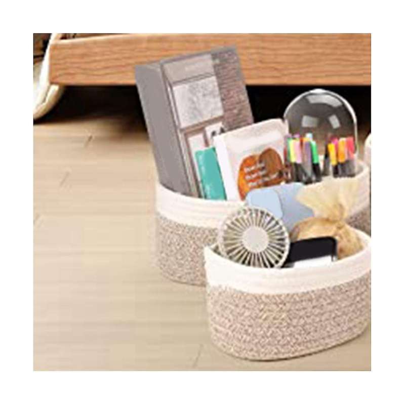 Desktop Cotton Rope Woven Storage Basket 4-piece Set Square Storage Basket Toy Storage Basket