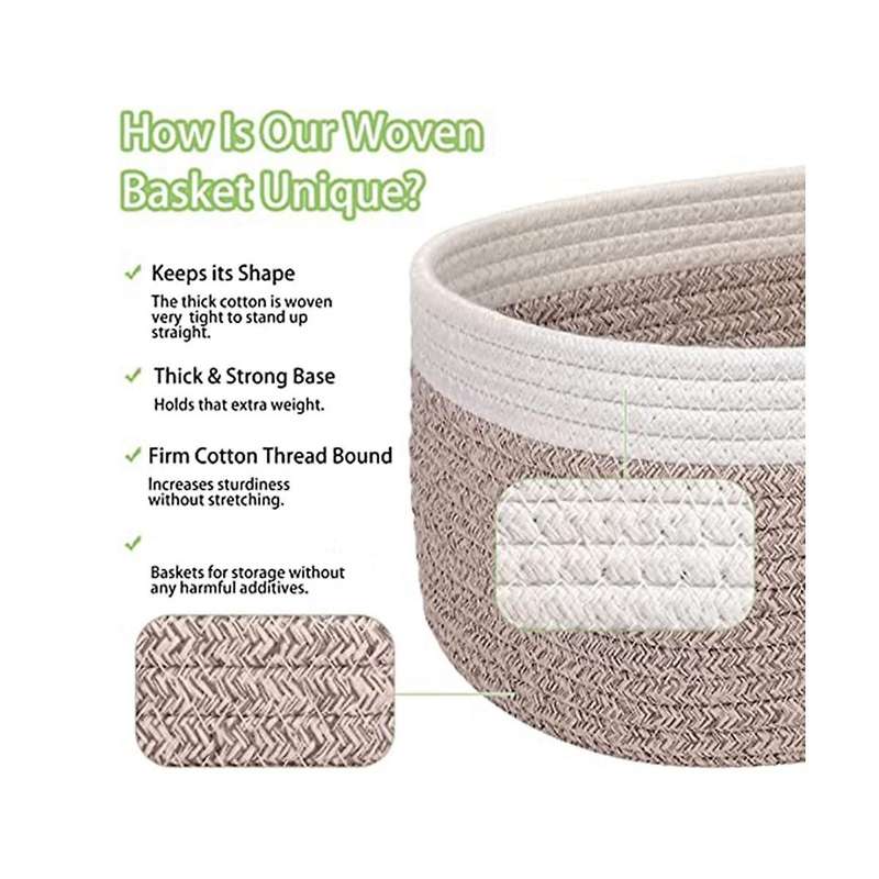 Desktop Cotton Rope Woven Storage Basket 4-piece Set Square Storage Basket Toy Storage Basket