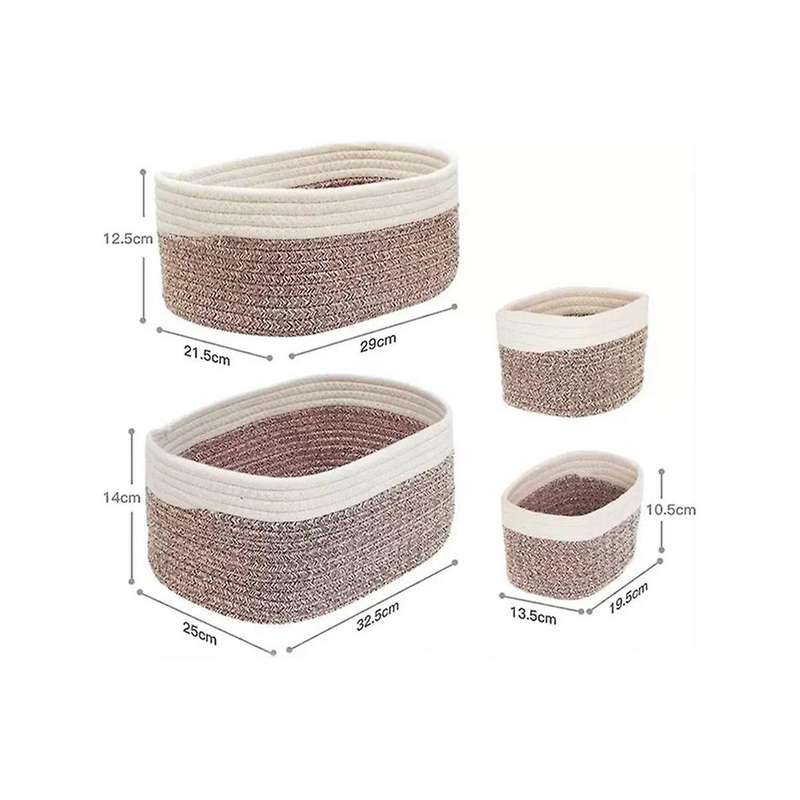 Desktop Cotton Rope Woven Storage Basket 4-piece Set Square Storage Basket Toy Storage Basket