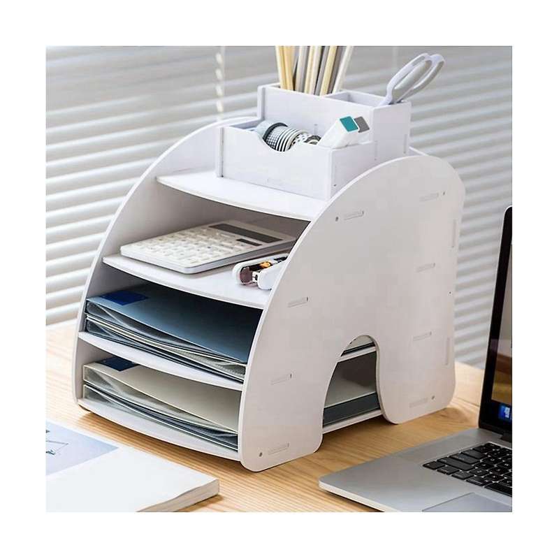 Desktop File Rack 4-Layer Folder Rack File Classification Finishing Home Office Classroom Desktop P