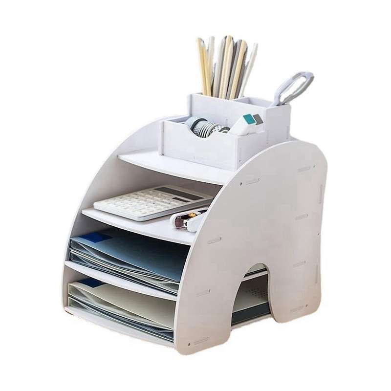 Desktop File Rack 4-Layer Folder Rack File Classification Finishing Home Office Classroom Desktop P
