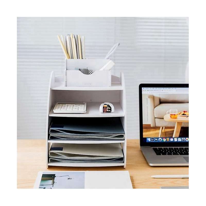 Desktop File Rack 4-Layer Folder Rack File Classification Finishing Home Office Classroom Desktop P