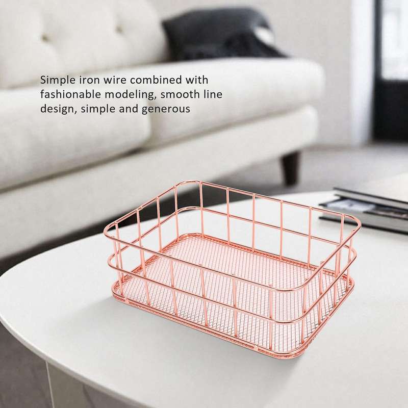 Desktop Metal Storage Basket Storage Box Iron Grid Storage Tray Net Basket Storage Bins Storage Bas