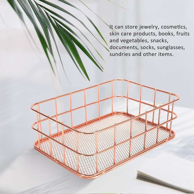 Desktop Metal Storage Basket Storage Box Iron Grid Storage Tray Net Basket Storage Bins Storage Bas