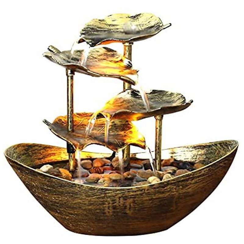 Desktop Fountain Water Fountain with Warm Lights in the Interior Small Fountain Suitable for Home Of