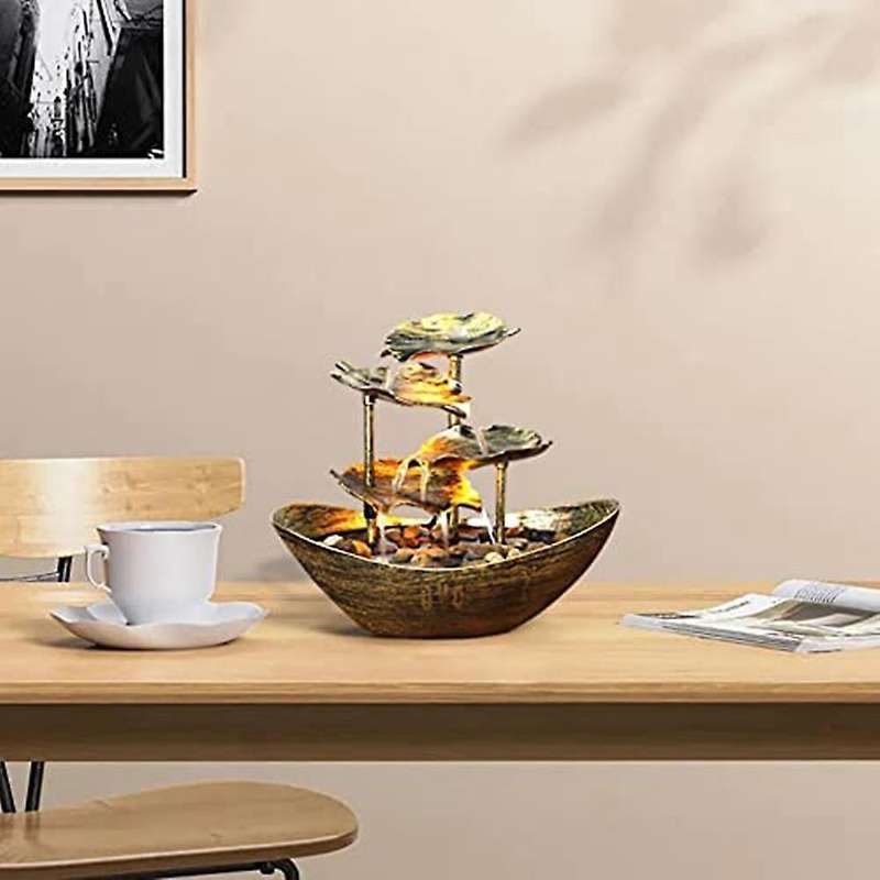 Desktop Fountain Water Fountain with Warm Lights in the Interior Small Fountain Suitable for Home Of