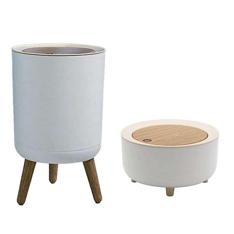 Desktop Paper Basket with Lid, Tall Press Small Trash Can, Suitable for Living Room, Office Trash Ca