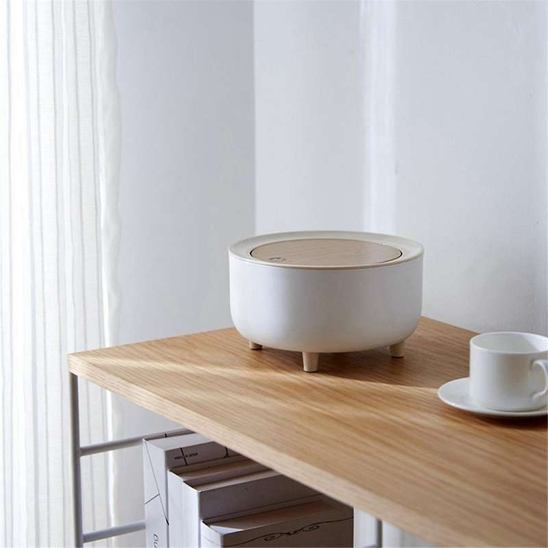 Desktop Paper Basket with Lid, Tall Press Small Trash Can, Suitable for Living Room, Office Trash Ca