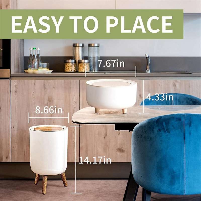 Desktop Paper Basket with Lid, Tall Press Small Trash Can, Suitable for Living Room, Office Trash Ca