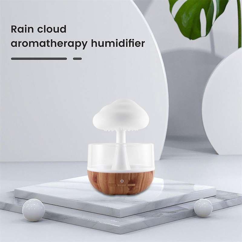 Desktop Rain Cloud Humidifier Relax Aromatherapy Lamp Usb Rain Sound Diffuser 280ml Colorful Night