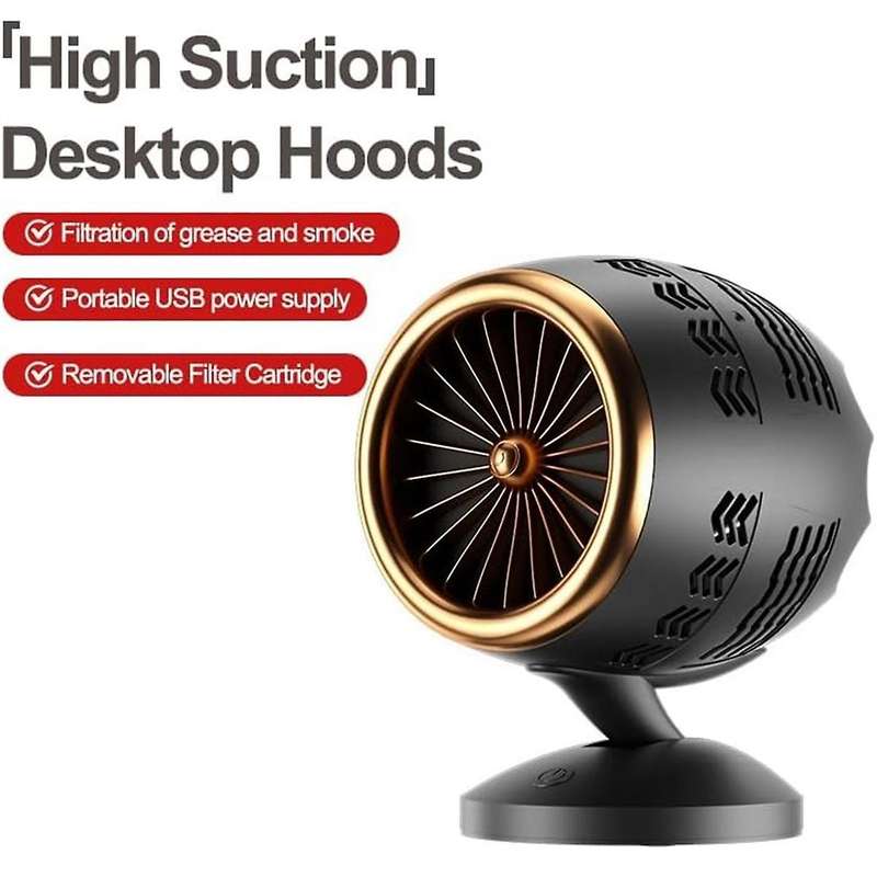 Desktop Range Hoods, Portable Kitchen Exhaust Fan Usb Rechargeable, Portable Range Hood with Filter