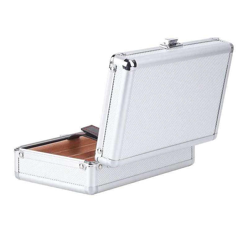 Desktop Portable Humidor Case Cigar Box Suitcase Wood Aluminum Exterior Outdoor Travel Case for Ciga