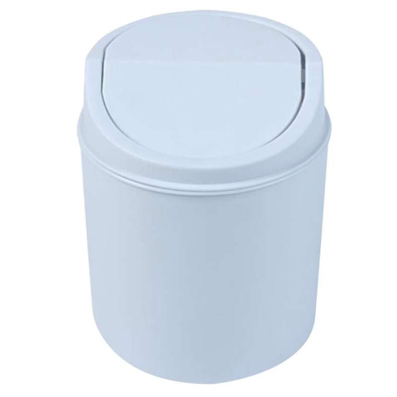 Desktop Trash Can Cute Home Office Small Paper Basket with Lid Swing Lid Mini Trash Storage Bin Gray