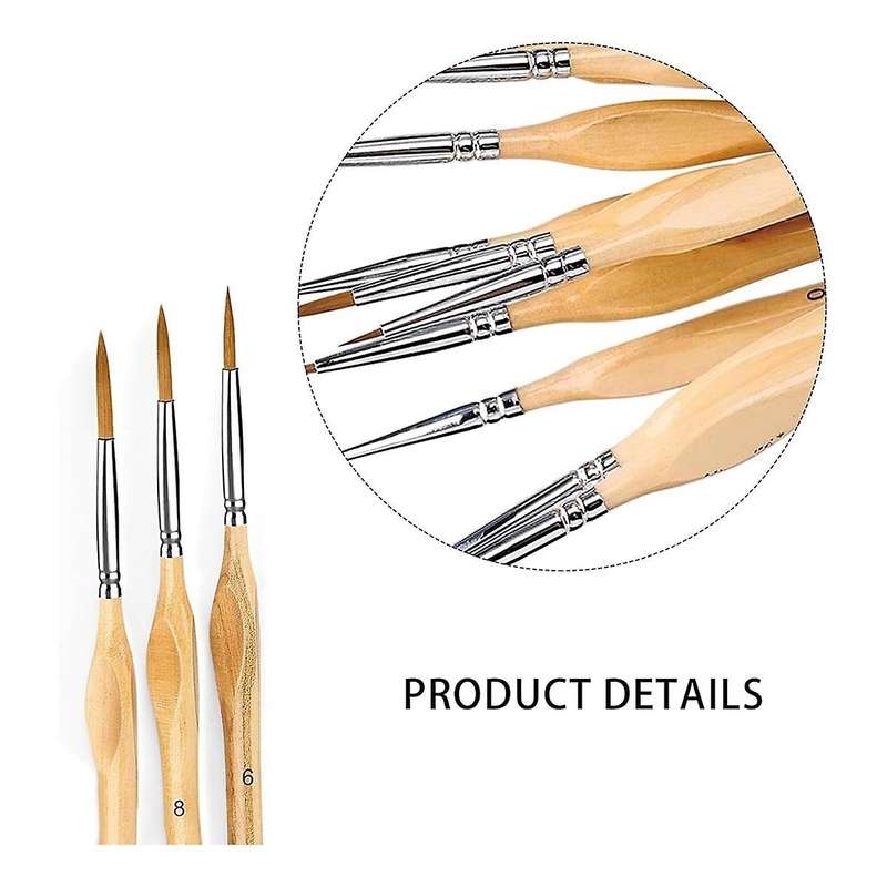 Detail Brushes Set of 10 Brushes Thin Brushes for Acrylic, Watercolor, Face, Nails, Scale Model Pain