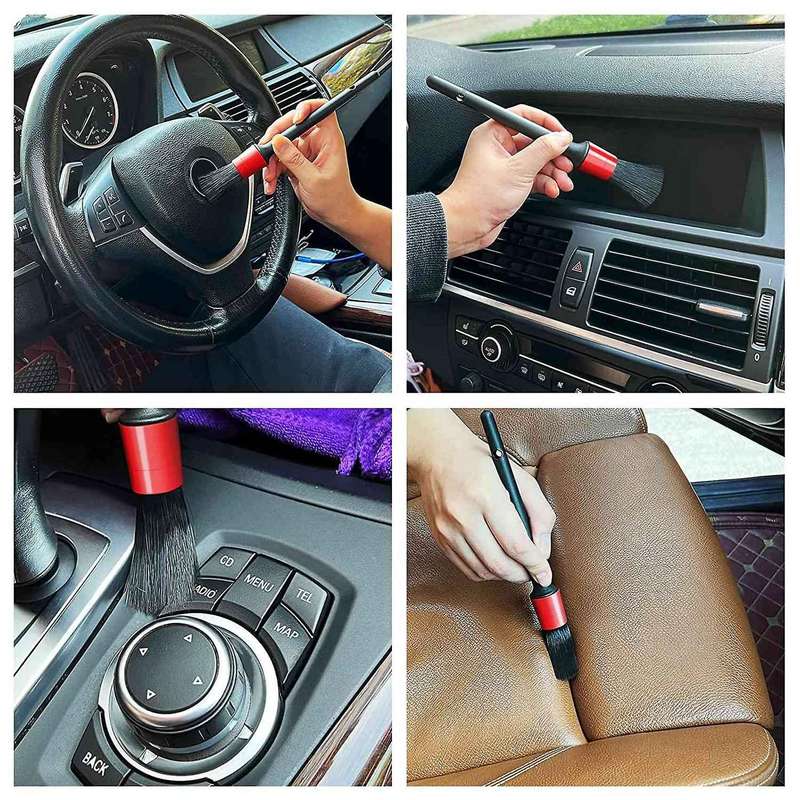 Detail Brush (Set of 5), Auto Detailing Brush Set Perfect Compatible Car Motorcycle Automotive Clean