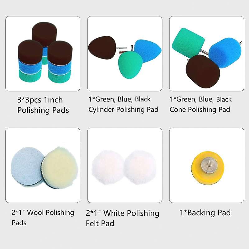Detail Polisher Pad,Buffing Pad Kit for Mini Polisher Electric Drill Tool,Polishing Pad for Small Ar