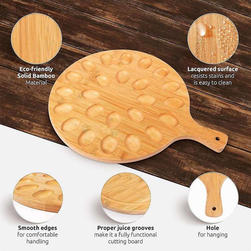 Deviled Egg Platter - Reversible Round Cutting & Serving Board for Charcuterie & Cheese - Perfect Tr