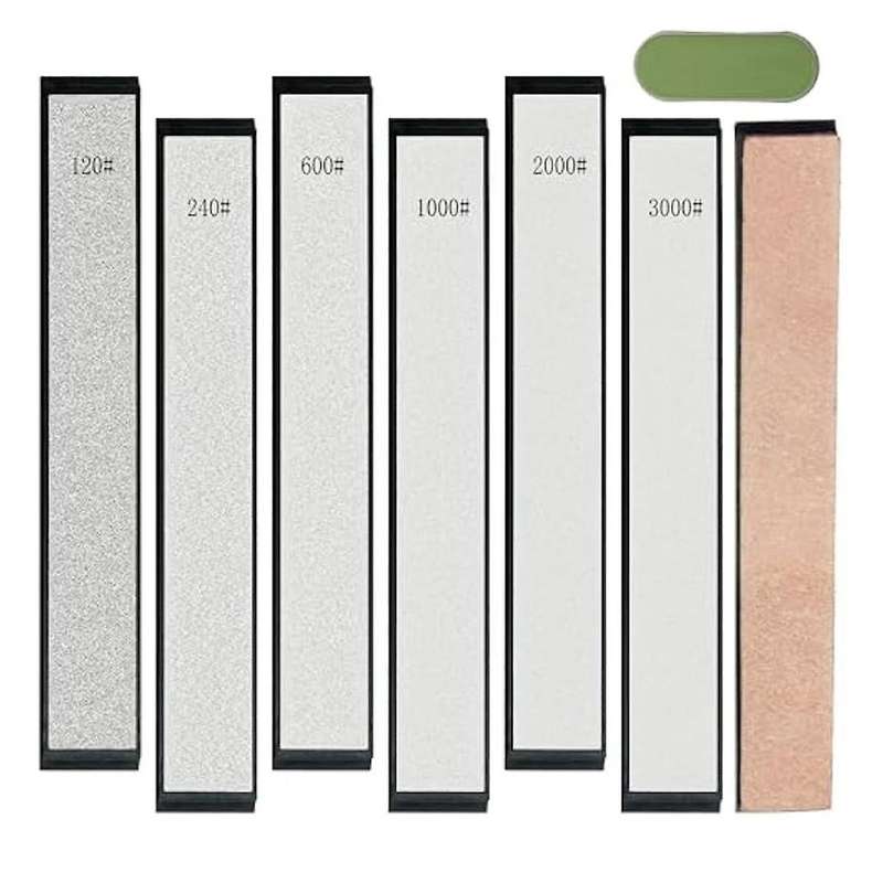 Diamond Sharpening Stone,6 Whetstone-120/240/600/1000/2000/3000,1 Strop,1 Polishing Paste for Fix-an
