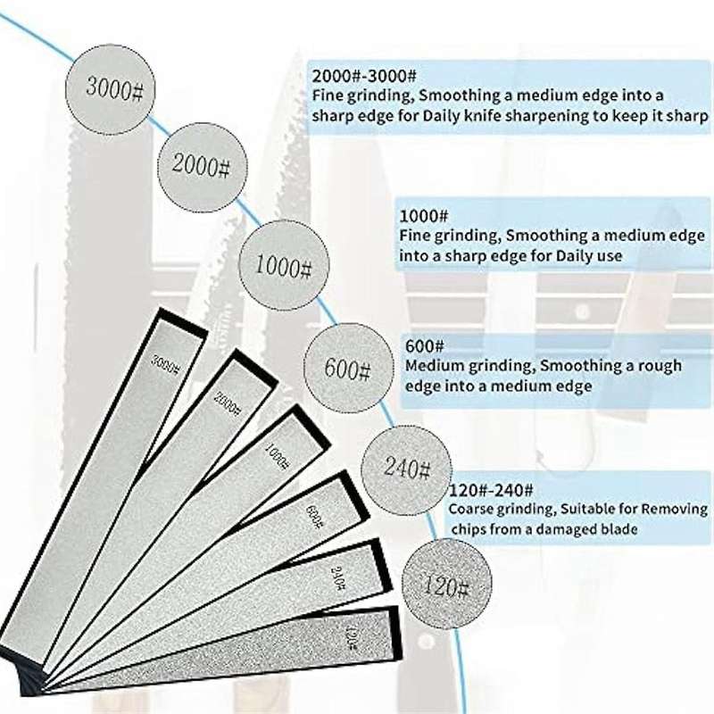 Diamond Sharpening Stone,6 Whetstone-120/240/600/1000/2000/3000,1 Strop,1 Polishing Paste for Fix-an