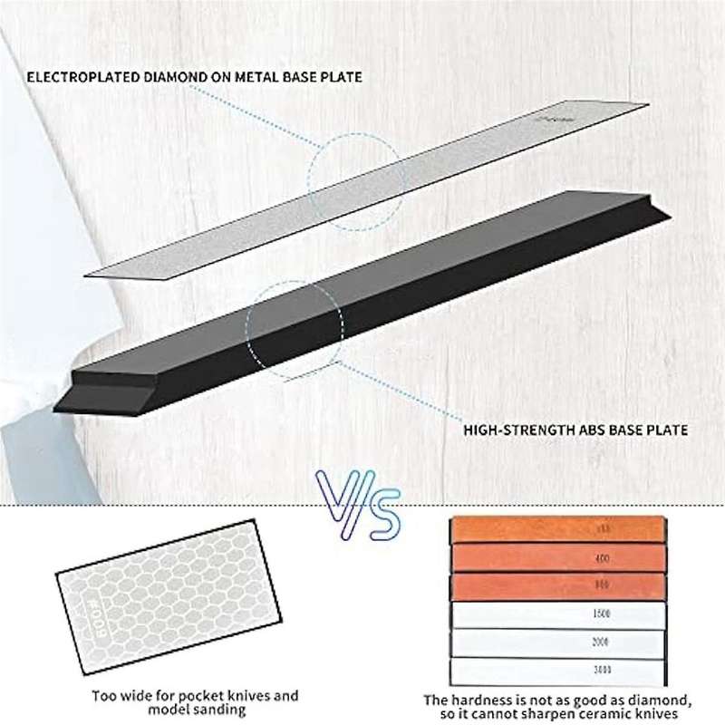 Diamond Sharpening Stone,6 Whetstone-120/240/600/1000/2000/3000,1 Strop,1 Polishing Paste for Fix-an