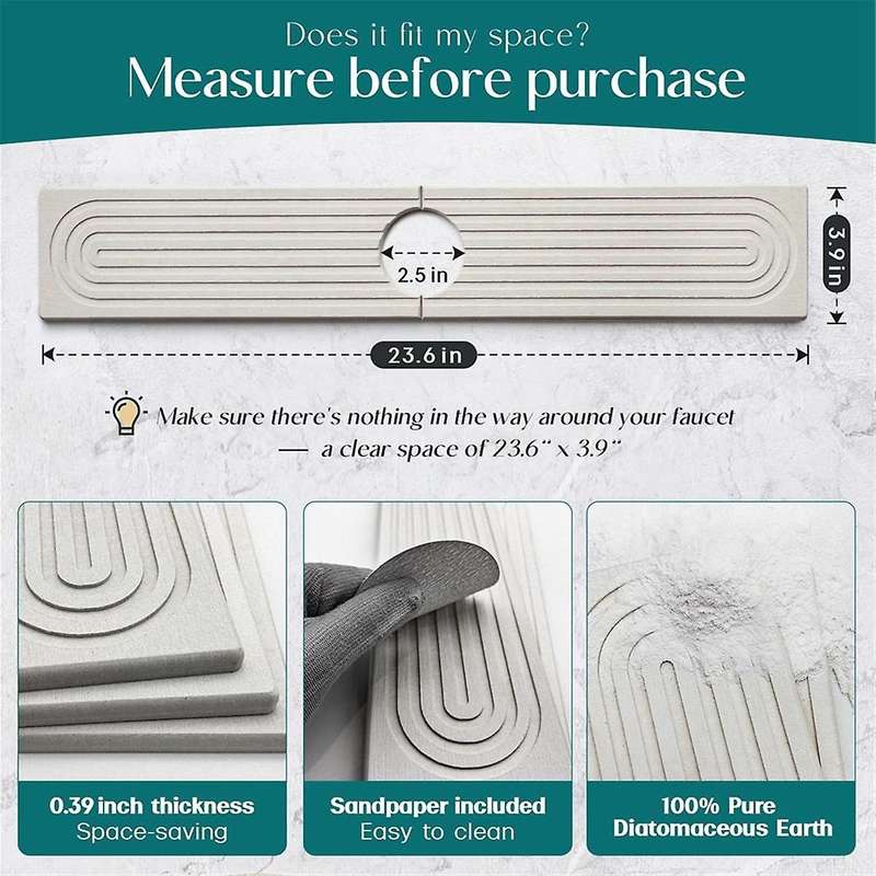 Diatom Mud Water-Absorbing Quick-Drying Hard Mat for Kitchen Bathroom Sink Faucet Mat
